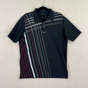 Oakley Black Short Sleeve Polo Striped Golf Shirt Men's Size Medium
